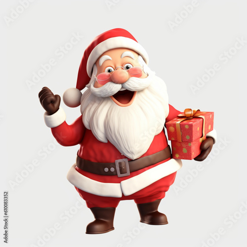 Cartoon santa claus smiling on white background