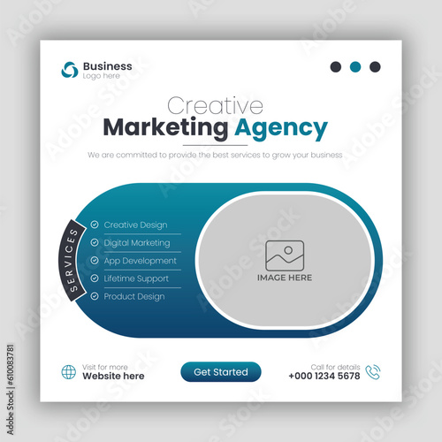 Digital marketing business social media post and web banner design template