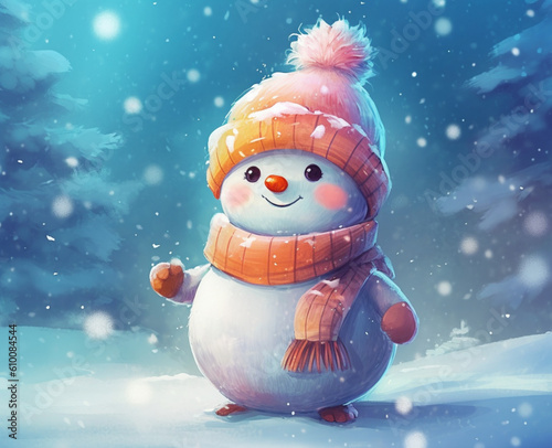 Smiling snowman illustration