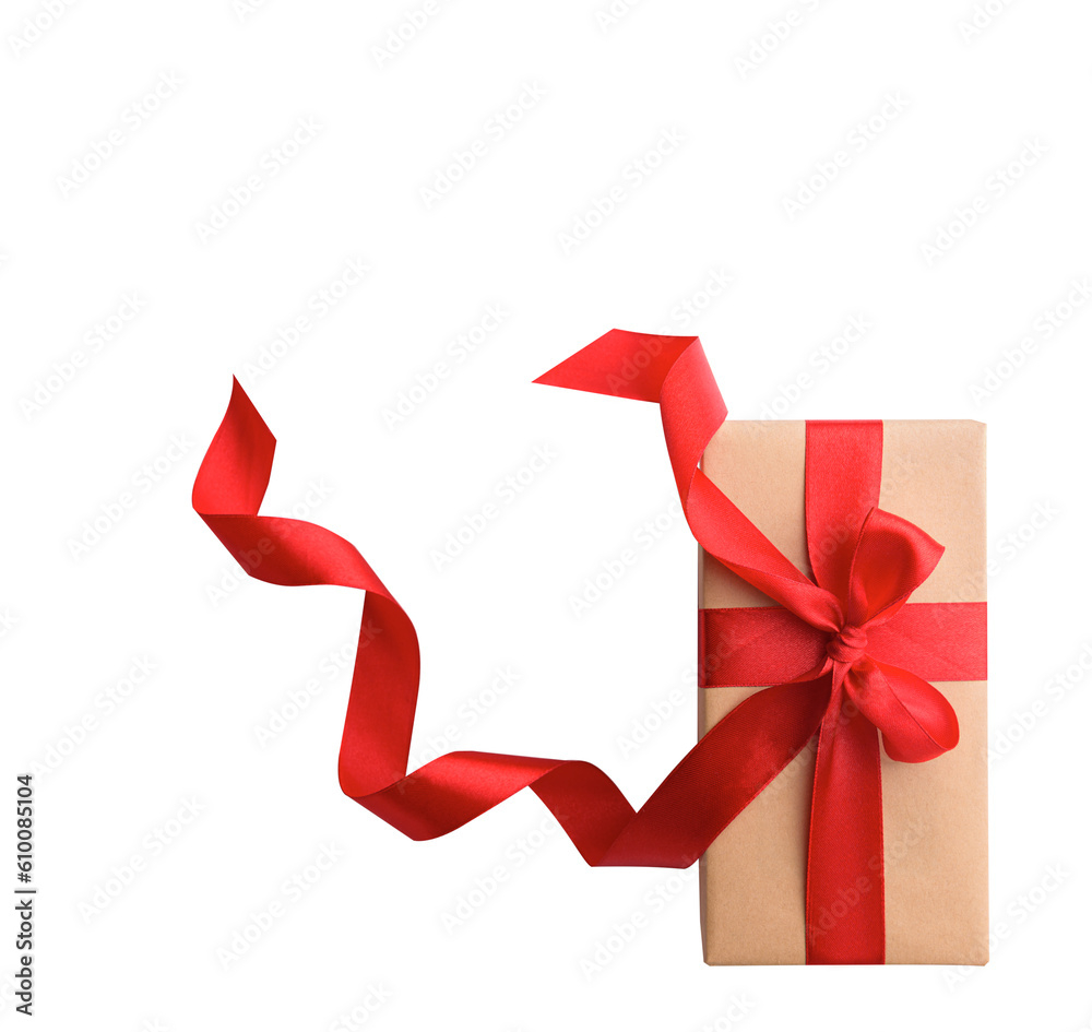 Gift box with ribbon and bow isolated on a white background. Gift box with ribbon and bow isolated on a white background.