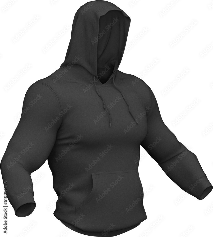 Men Gyms Hoodies Bodybuilding Casual Black Sweatshirt Isolated 3D Rendering