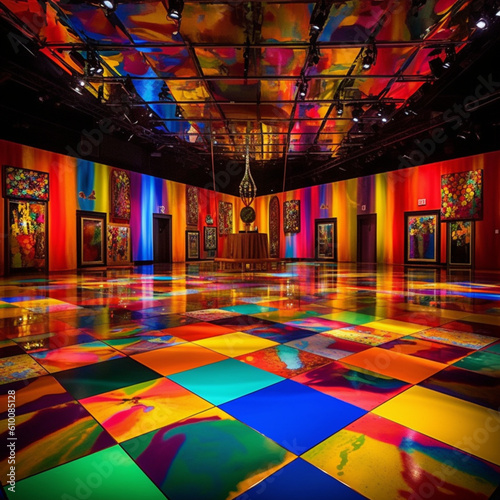 Colorful dance floor. Generative AI.