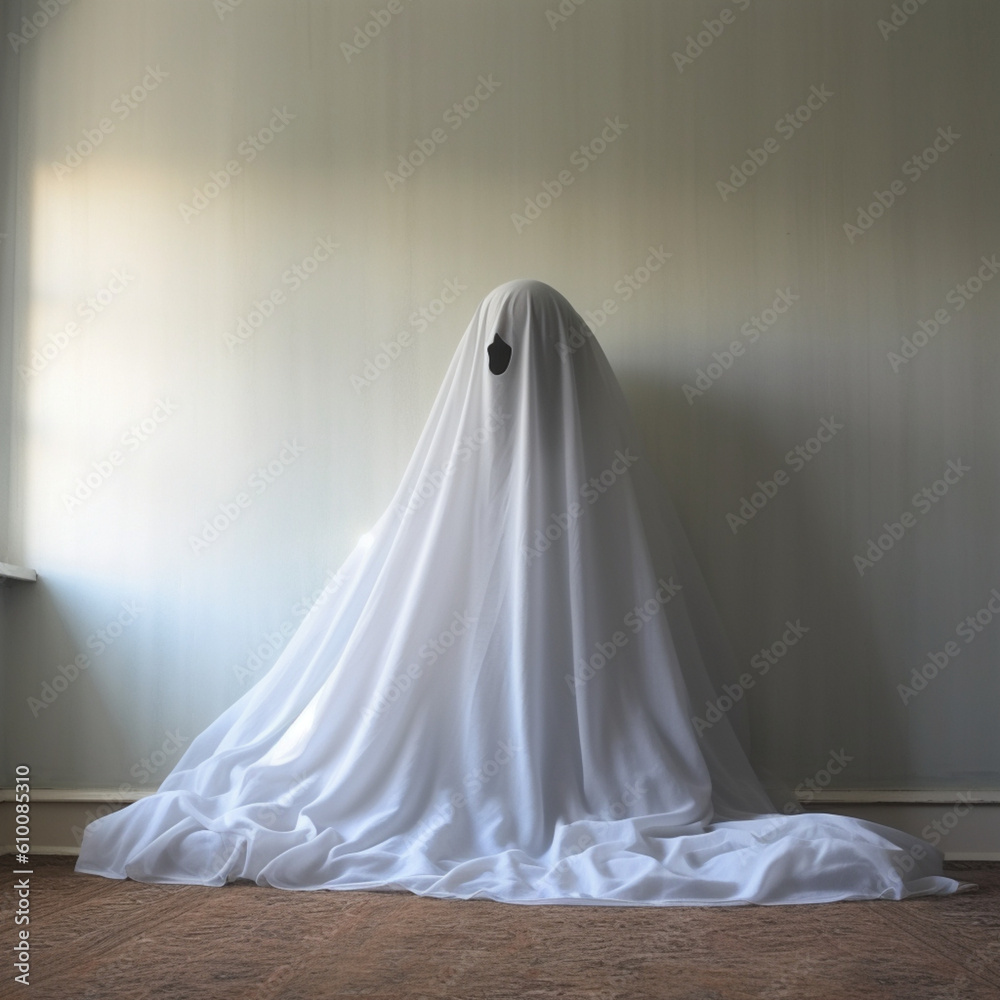 Ghost in a white blanket. Generative AI. Ghost in a white blanket. Generative AI.