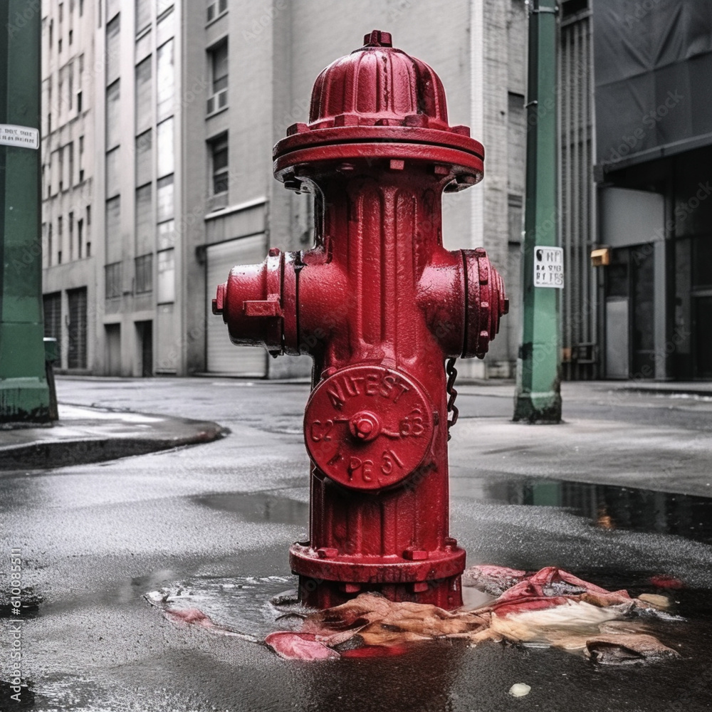 Hydrant in a city. Generative AI.