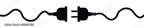 Electric plug icon symbol. Connection, socket with a plug, icons.Concept of 404 error connection.Electric plug icon on transparent background. Vector Illustration	 photo