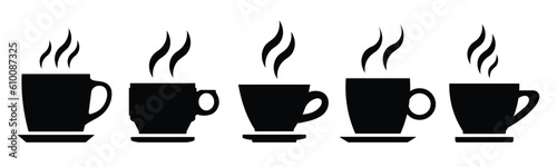 Coffee cup icons set.Coffee and tea cup vector icons set on transparent background.Tea Cups of coffee tea collection. Hot drink icon. Cup coffee with steam. 