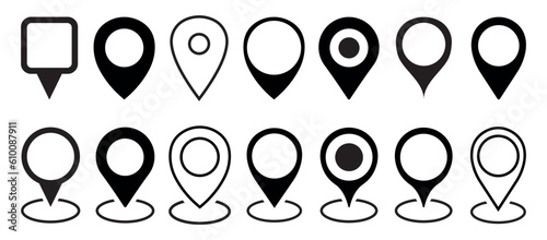 Location pin icon set. Map pin place marker.Location icon. Map marker pointer icon set. GPS location symbol collection. Location pin icon on transparent background. Vector illustration.	
