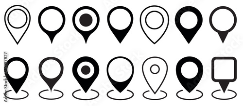 Location pin icon set. Map pin place marker.Location icon. Map marker pointer icon set. GPS location symbol collection. Location pin icon on transparent background. Vector illustration.