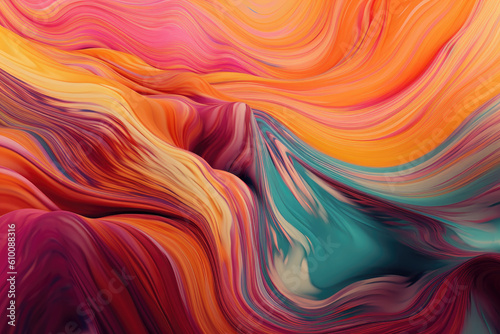 Abstract art of colorful rippled surfaces with a soft gradient effect and a playful texture, generative ai