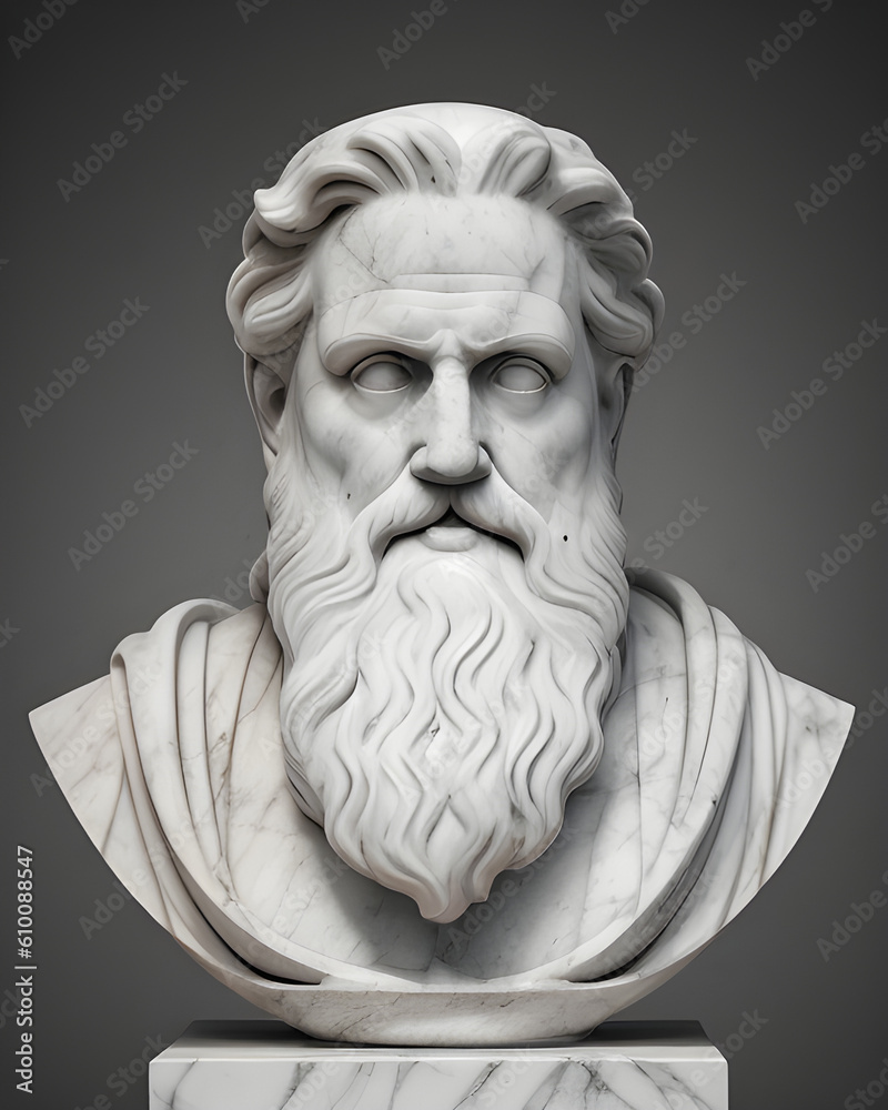 8K image of a greek marble bust against a dark background. Generative ...