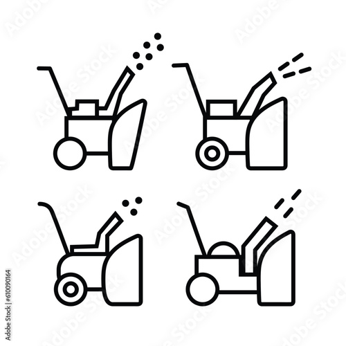 set of snow blower design icon vector flat isolated illustration