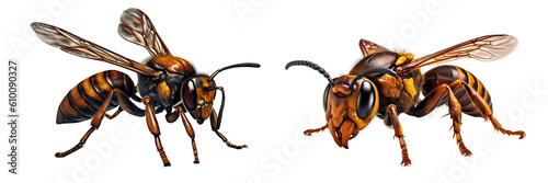 Set of hornets isolated on transparent background -Generative AI photo