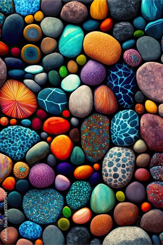 Seamless Pattern Texture Background Stones colors. AI Generate.