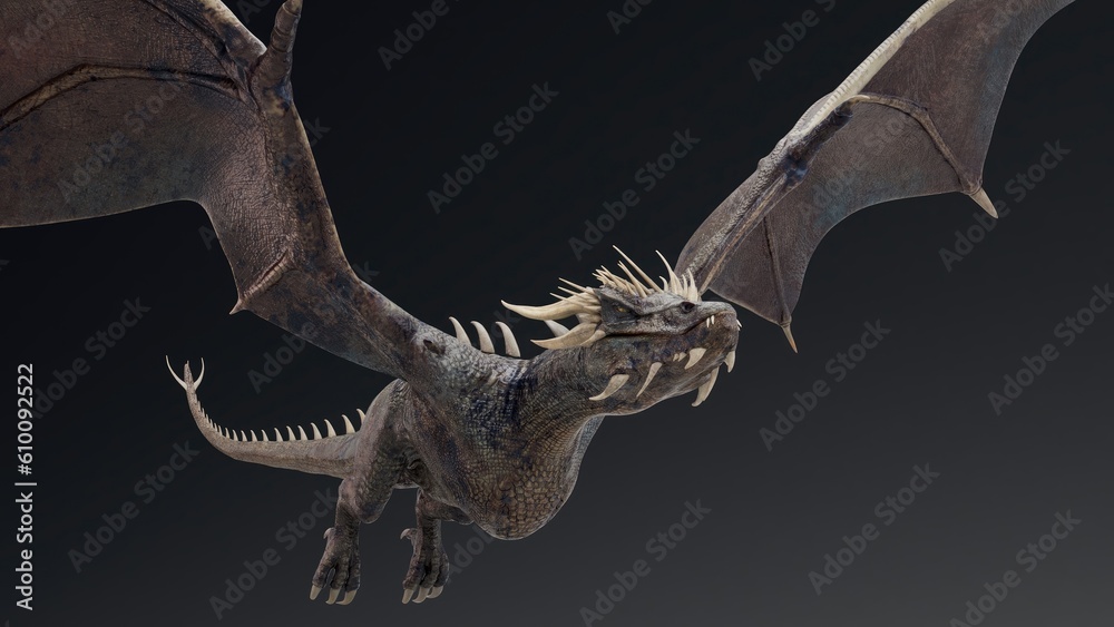 Fototapeta premium Wyvern type Dragon pose render of background. 3d rendering