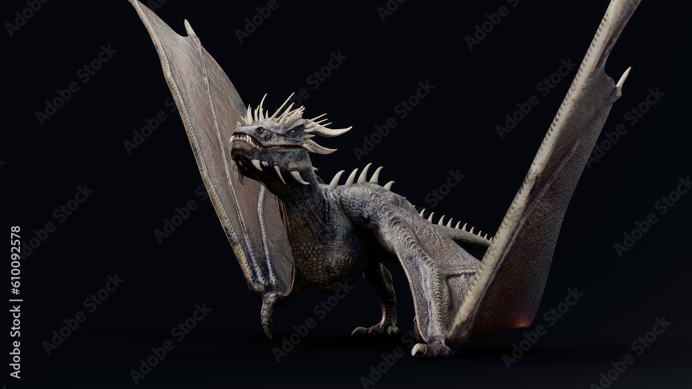 Fototapeta premium Wyvern type Dragon pose render of background. 3d rendering