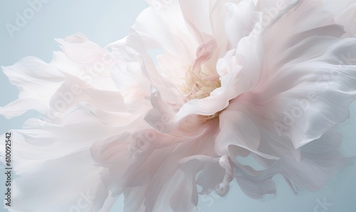  a large pink flower with a white center on a light blue background with a white center on the center of the flower and the center of the flower.  generative ai