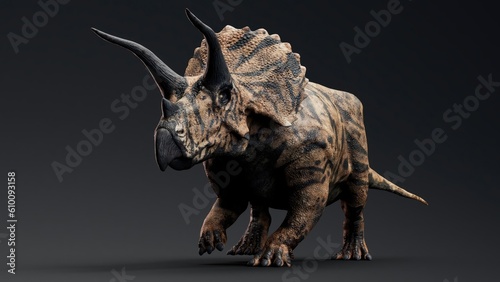 Triceratops pose render of background. 3d rendering © racksuz