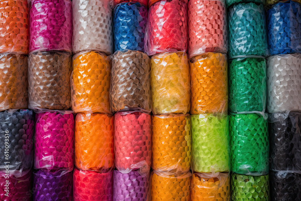Bubble wrap extravaganza vivid and energetic image of various types of bubble wrap in bright colors, perfect for adding a pop of fun to any space, generative ai Bubble wrap extravaganza vivid and energetic image of various types of bubble wrap in bright colors, perfect for adding a pop of fun to any space, generative ai