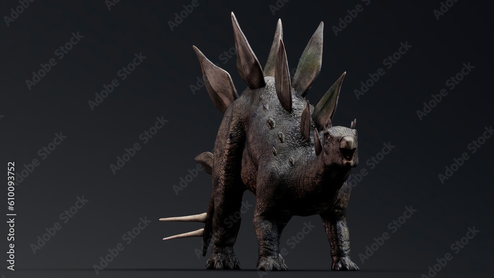Fototapeta premium Stegosaurus pose render of background. 3d rendering