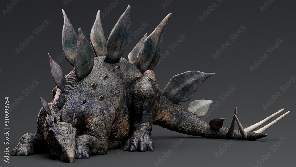 Stegosaurus pose render of background. 3d rendering