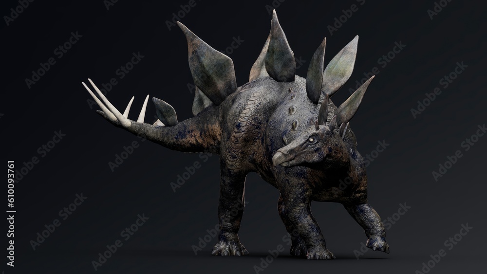 Stegosaurus pose render of background. 3d rendering Stegosaurus pose render of background. 3d rendering