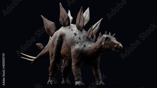 Stegosaurus pose render of background. 3d rendering © racksuz