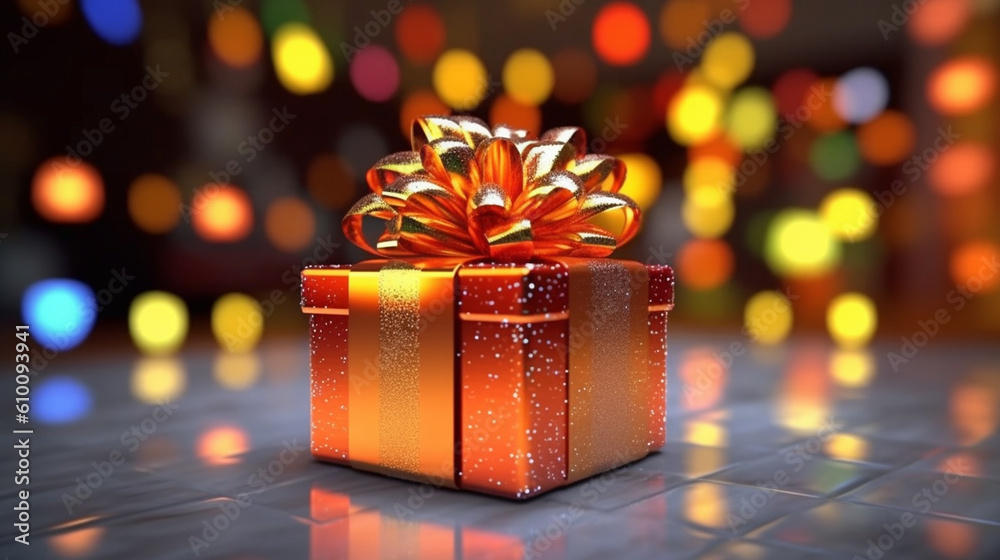 Gift box on the table. Generative AI Gift box on the table. Generative AI