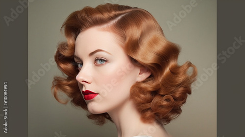 A glamorous Hollywood-inspired vintage waves hairstyle, exuding timeless elegance Generative AI