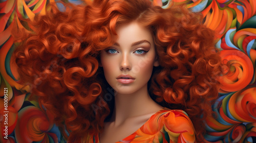 Vibrant and luscious curls framing the face, radiating elegance and confidence Generative AI
