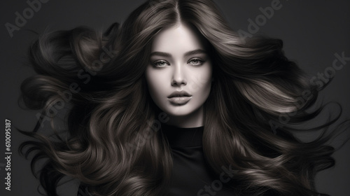 A voluminous and glamorous blowout showcasing the beauty of healthy, shiny hair Generative AI