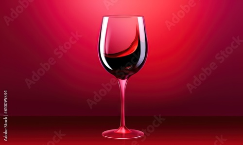 a glass of wine on a red background with a red light in the back ground and a red light in the front of the glass. generative ai