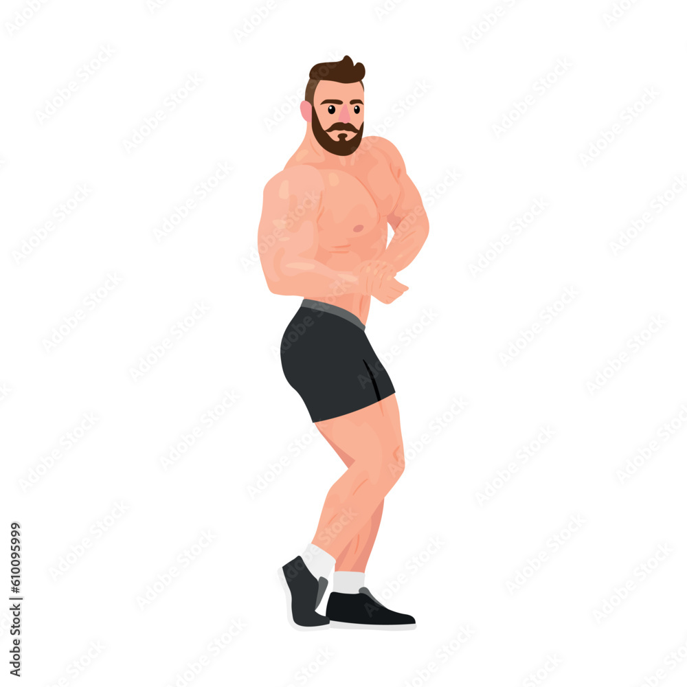 Muscled bodybuilder posing on white background Muscled bodybuilder posing on white background