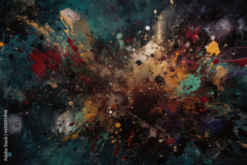 Dark and moody splattered paint wallpaper with deep and rich colors  evoking a sense of mystery and drama  generative ai