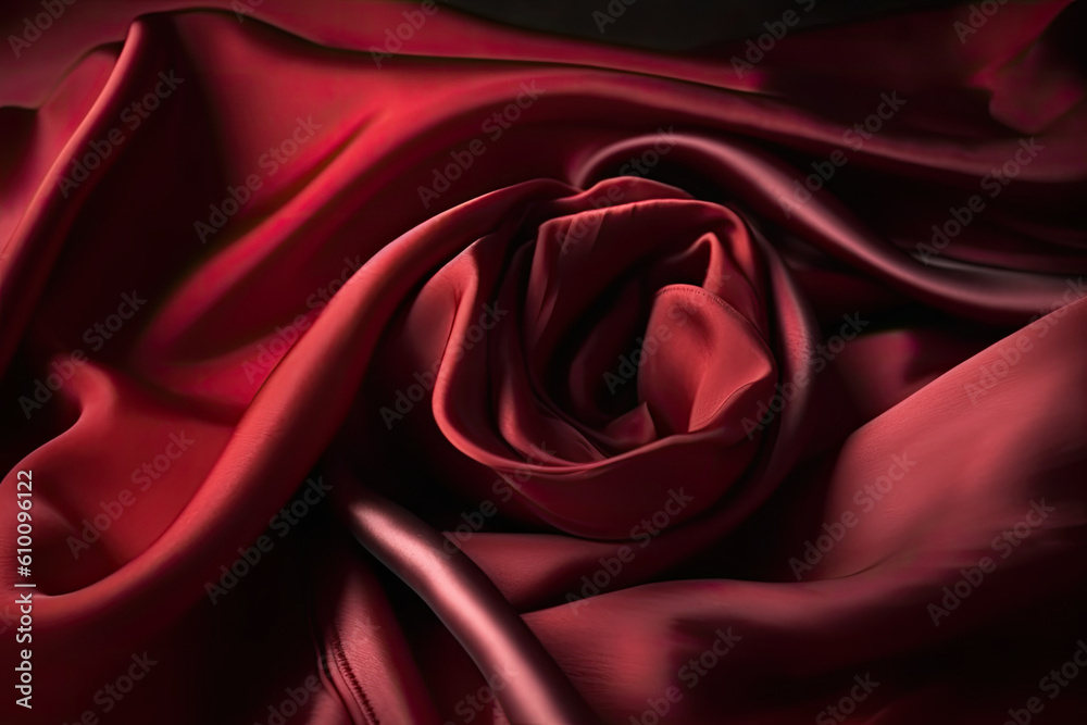 Obraz premium Deep and Rich Silk Fabric Texture in Bold Crimson Red, generative ai