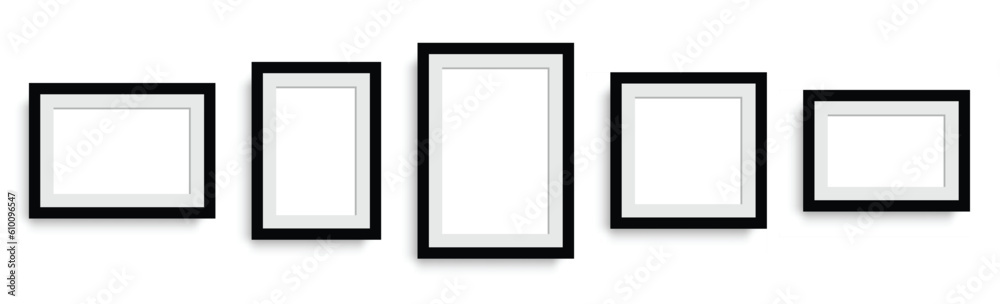 Photo frame. Wall modern painting frame. Collection Photo frames, isolated. Picture frames set with shadow on transparent background. Vector illustration
Photo frame. Wall modern painting frame. Collection Photo frames, isolated. Picture frames set with shadow on transparent background. Vector illustration