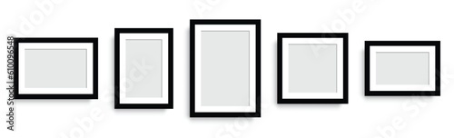 Photo frame. Wall modern painting frame. Collection Photo frames  isolated. Picture frames set with shadow on transparent background. Vector illustration  