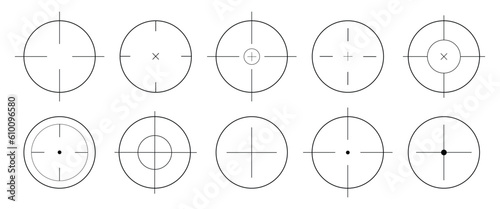 Set of vector Aim icons. Target destination icon set on transparent background. Different aim icons.Targeting, aiming for a shot.Vector illustration