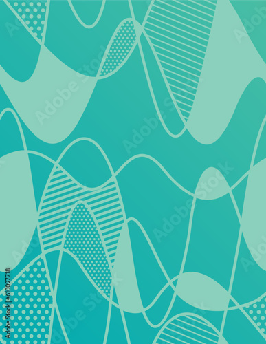 Seamless pattern of a teal dynamic waves texture wallpaper