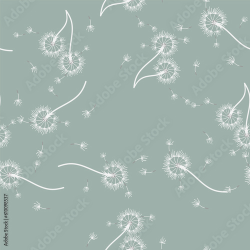 Dandelion background your design. Abstract floral seamless pattern.