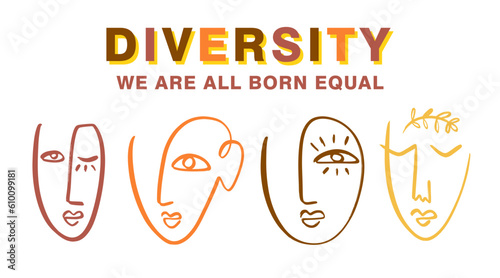 Diversity People banner racial equality concept