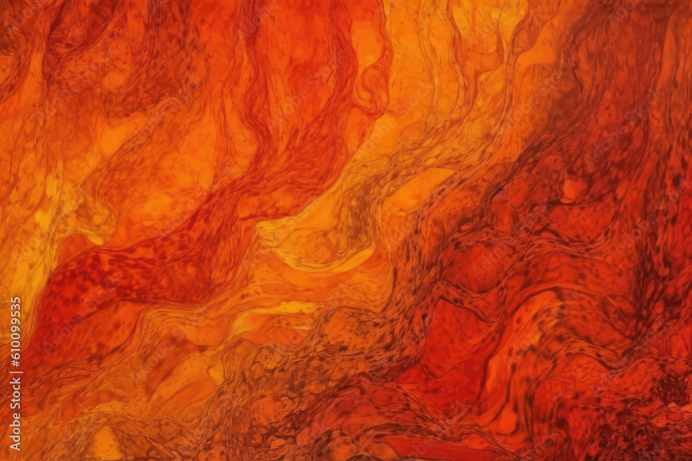Fiery orange and red acid wash background with bold and dynamic patterns and textures, generative ai
