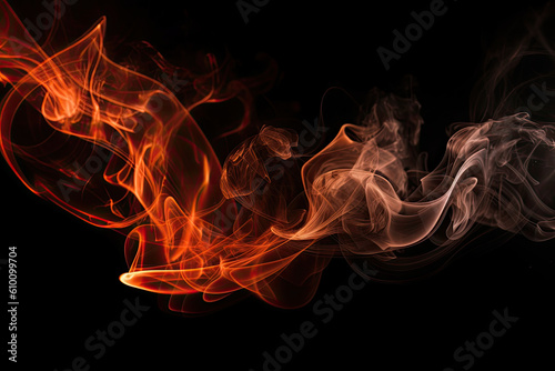 Fiery Smoke Trails on a Black Background, generative ai