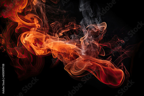Fiery Smoke on a Black Background in epic styling, generative ai