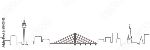 Dusseldorf Dark Line Simple Minimalist Skyline With White Background