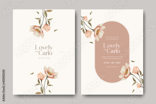 wedding cards set with minimalist flowers