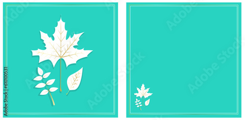 ilustracion vectorial para cartas y postales con hojas otoñales blancas