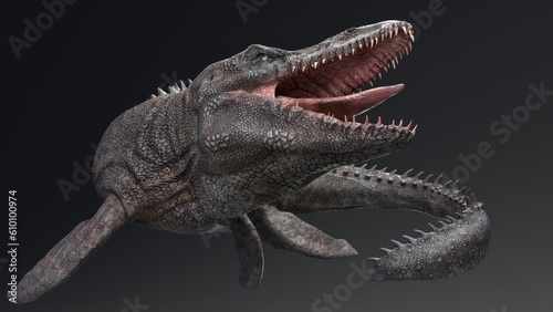 фотография Mosasaurus  pose render of background. 3d rendering