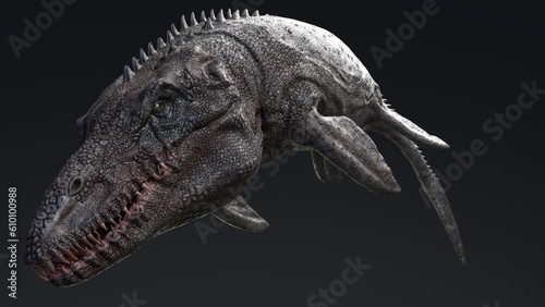 Konstfotografi Mosasaurus  pose render of background. 3d rendering