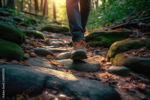 Feet on the Forest Floor: A Nature Lover's Stroll. Generative AI