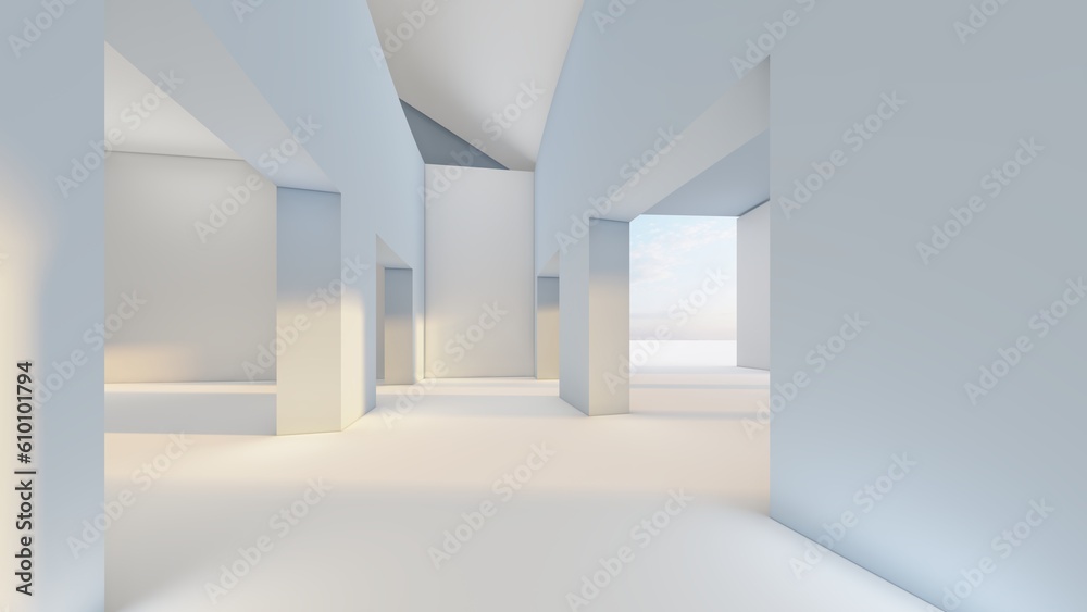 Architecture background empty interior with geometric walls 3d render Architecture background empty interior with geometric walls 3d render